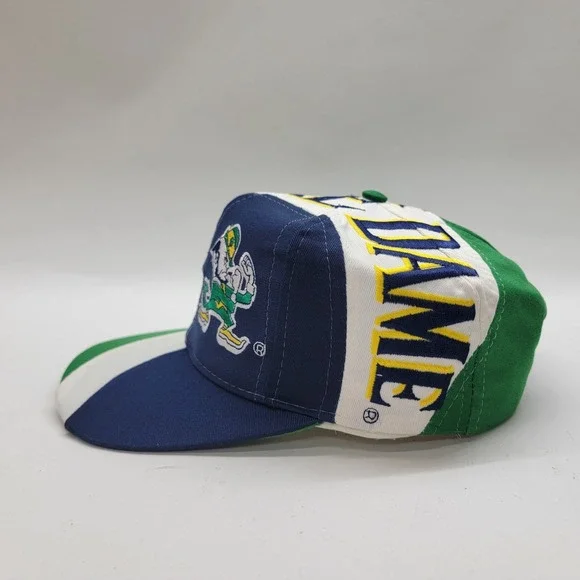 VTG 90s Notre Dame Fighting Irish Snapback Hat Vortex Swirl Twins Enterprise Cap